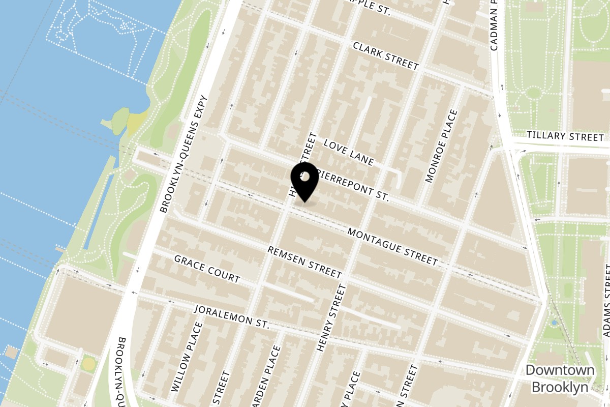Map showing the location of Lantern on 101 Montague St in Brooklyn