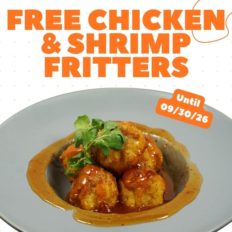 Free Chicken & Shrimp Fritter? Yes, please!