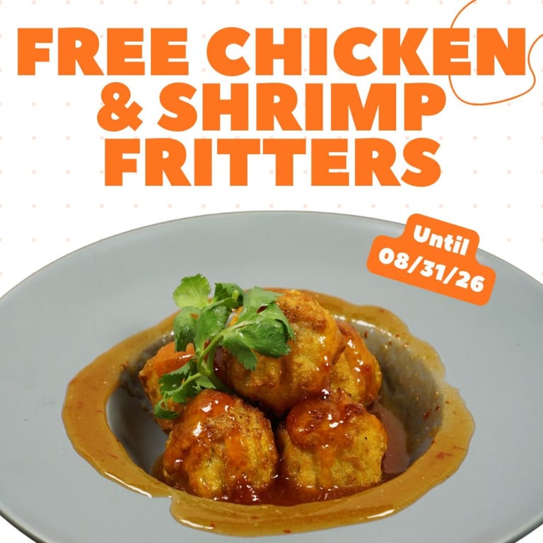 Free Chicken & Shrimp Fritter? Yes, please!